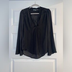 Kimchi Blue Women’s Black Blouse with Lace-Up Front - Size Small